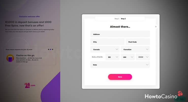 Click Continue to Finish Signing Up