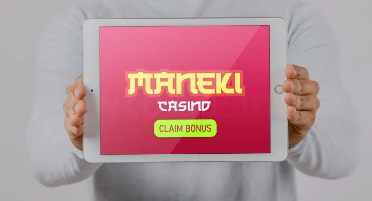 Showing iPad with Maneki Casino bonus